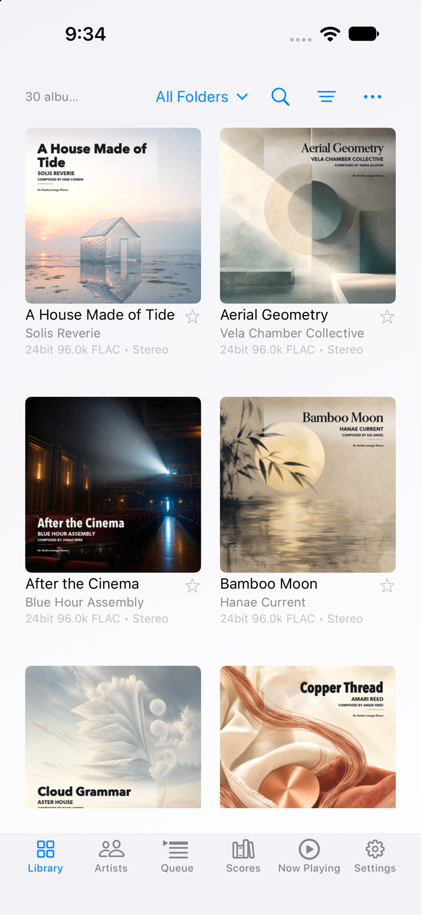 Audio Lounge Air album library on iPhone
