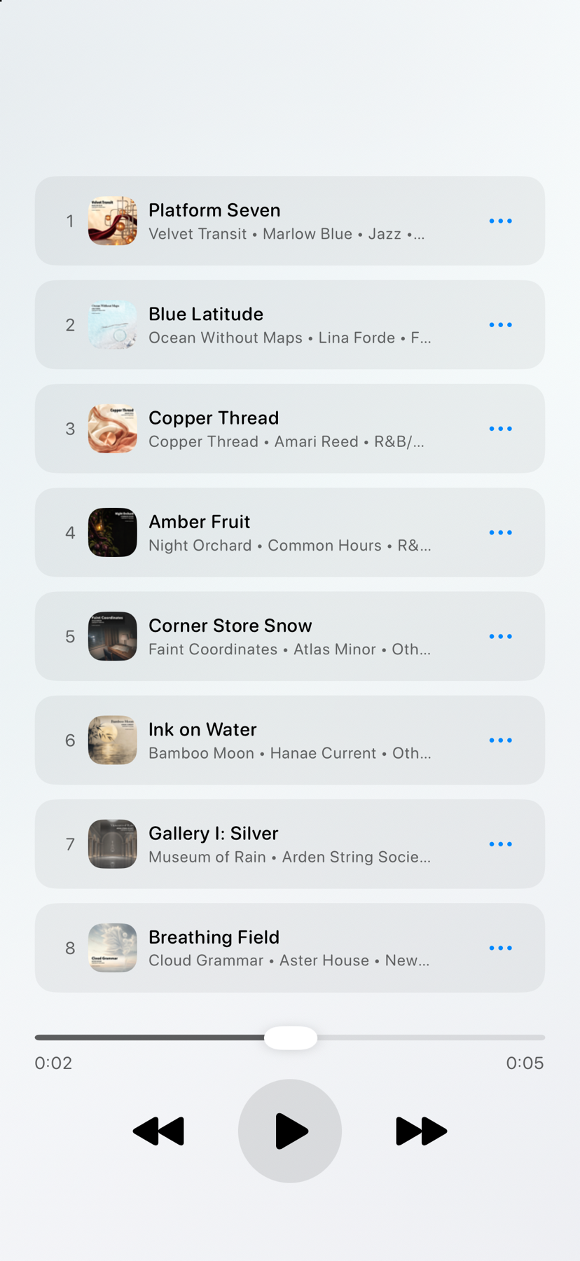 Audio Lounge Air playback queue on iPhone
