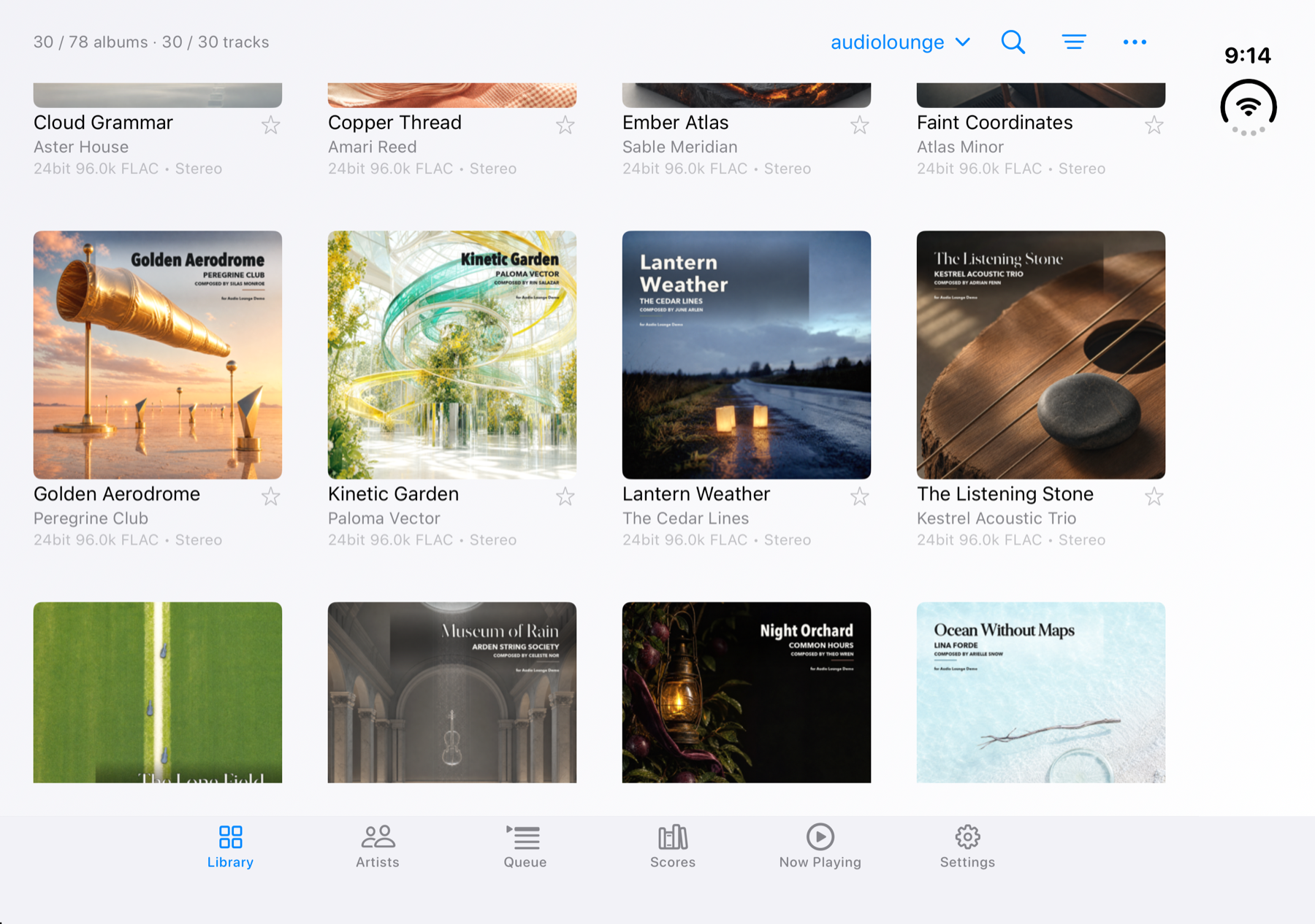 Audio Lounge Air album library on iPhone Duo